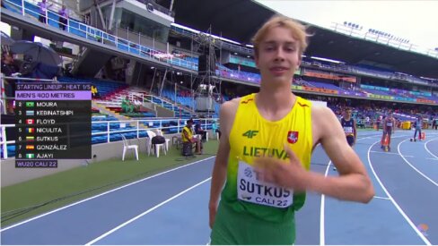 Asmeninį rekordą pagerinęs L. Sutkus pateko į jaunimo pasaulio čempionato pusfinalį